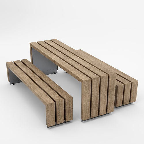 現代風テーブル - BLOC - Factory Street Furniture - 木製 / ステンレススチール脚 / 長方形