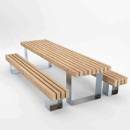 現代風ピクニック用テーブル - QUAY TABLE - Factory Street Furniture - 木製 / 亜鉛めっき鋼脚 / 長方形
