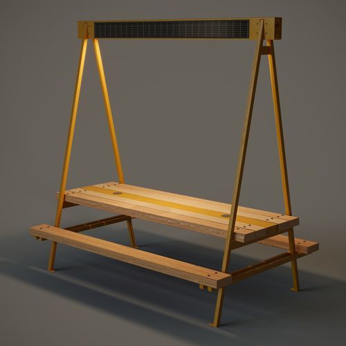 現代風ピクニック用テーブル - MEET - Factory Street Furniture - 木製 / 亜鉛めっき鋼脚 / 長方形