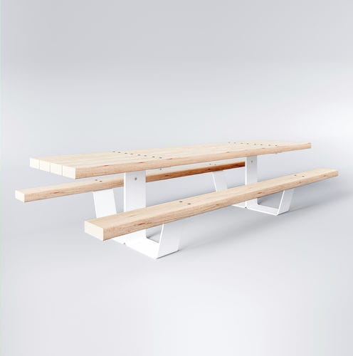 現代風ピクニック用テーブル - PIK - Factory Street Furniture - 無垢材 / 亜鉛めっき鋼脚 / 長方形