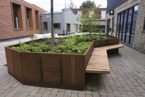 木製プランター - CUBIT - Factory Street Furniture - コールテン鋼製 / 長方形 / 正方形