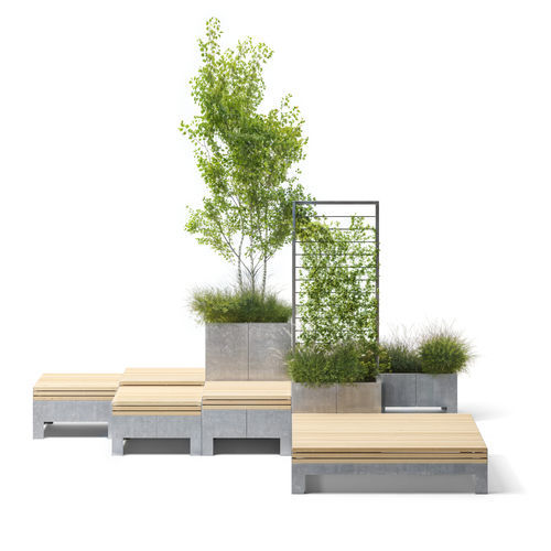現代風公共ベンチ - Metric - Factory Street Furniture - ハード ウッド製 / マツ製 / 無垢材