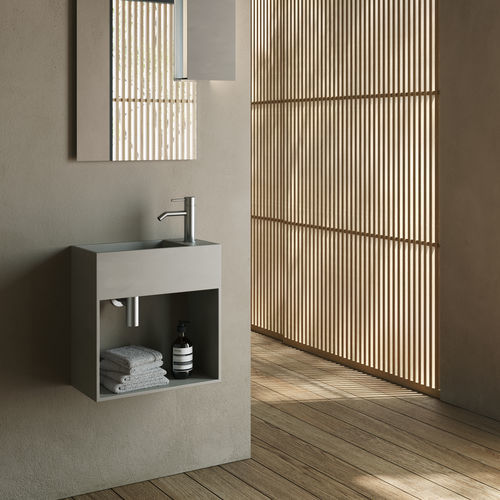 壁掛け式洗面台 - Rexa Design - 長方形 / コーリアン®製 / タオル掛け付き