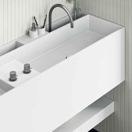 壁掛け式洗面器 - Plan - Rexa Design - コーリアン®製 / 組み込み式カウンタートップ付 / オーダーメイド