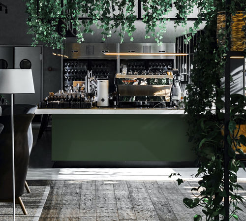 個体表面カウンタ－トップ - FOREST SF061 - Staron Solid Surfaces - 業務用 / 緑 / 汚れ防止