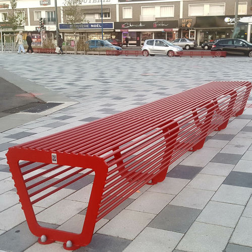 現代風公共ベンチ - LINE - TF URBAN - スチール製 / 背もたれ付き / 背もたれなし