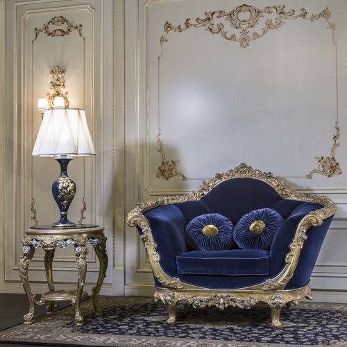 クラシックアームチェア - EMPIRE - VIMERCATI MEDA LUXURY CLASSIC FURNITURE - 布製 / クッション / 青色