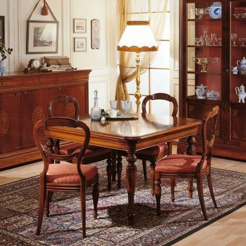 フレンチスタイルダイニングテーブル - French 19th century - VIMERCATI MEDA LUXURY CLASSIC FURNITURE - ウォールナット / ウォールナッツ製脚 / 正方形