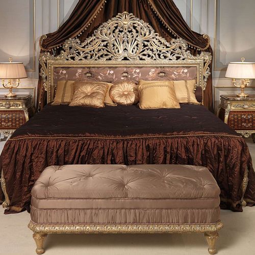 クラシック布張りベンチ - EMPERADOR GOLD  - VIMERCATI MEDA LUXURY CLASSIC FURNITURE - 布製 / 木製脚 / ベージュ