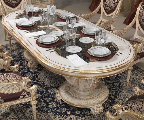 ルイ16世ダイニングテーブル - art. 2001 - VIMERCATI MEDA LUXURY CLASSIC FURNITURE - ガラス製 / 木製脚 / 楕円形
