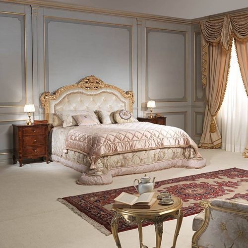ダブルベッド - FRENCH 19TH CENTURY - VIMERCATI MEDA LUXURY CLASSIC FURNITURE - クラシック / 布張り / 布張りヘッドボード付き