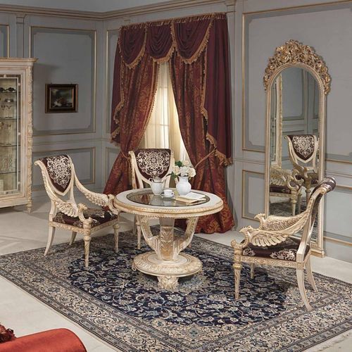 ルイ16世スタイルテーブル - art. 970 - VIMERCATI MEDA LUXURY CLASSIC FURNITURE - ガラス製 / 木製脚 / 円形