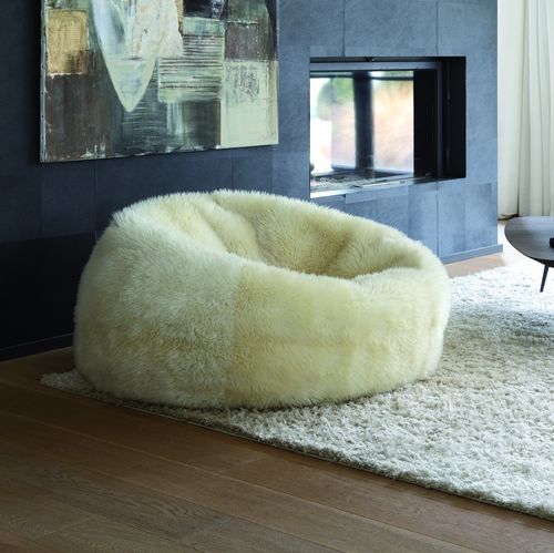 現代風ビーンバッグチェア - Beanbag - PH Collection - 羊皮製 / 白色 / 肘掛け付き