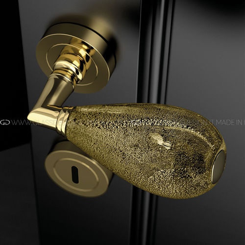 ドア用取手 - Goccia Black/Gold - GLASS DESIGN Srl - 真ちゅう製 / ムラノガラス製 / クラシック