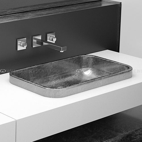 半はめ込み型洗面器 - Play FL - GLASS DESIGN Srl - VetroFreddo®製 / 長方形 / 穴なし
