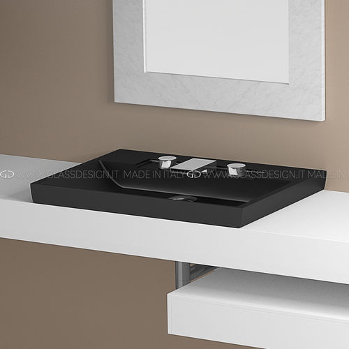 半はめ込み型洗面器 - ITALY FL - GLASS DESIGN Srl - VetroFreddo®製 / 長方形 / 穴3つ
