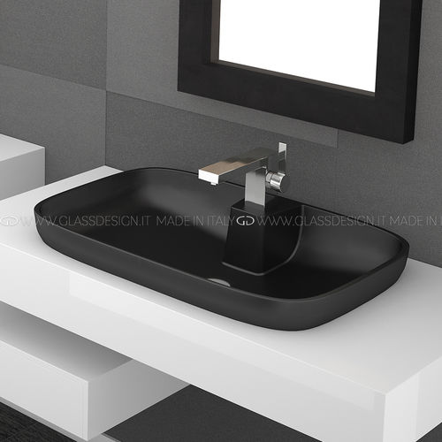 半はめ込み型洗面器 - Volcano FL - GLASS DESIGN Srl - VetroFreddo®製 / 長方形 / 穴1つ