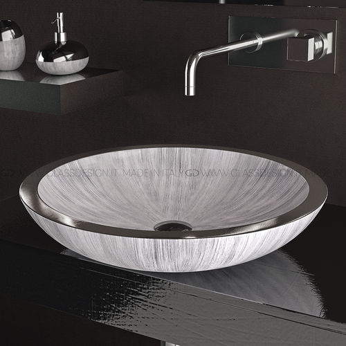 カウンタートップ型洗面器 - Round   - GLASS DESIGN Srl - アルミニウム製 / 円形 / 穴なし