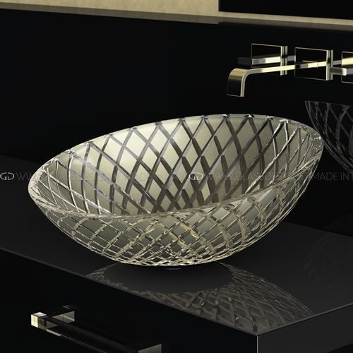 カウンタートップ型洗面器 - XENI - GLASS DESIGN Srl - ガラス製 / 調整可能ミラー付 / 円形