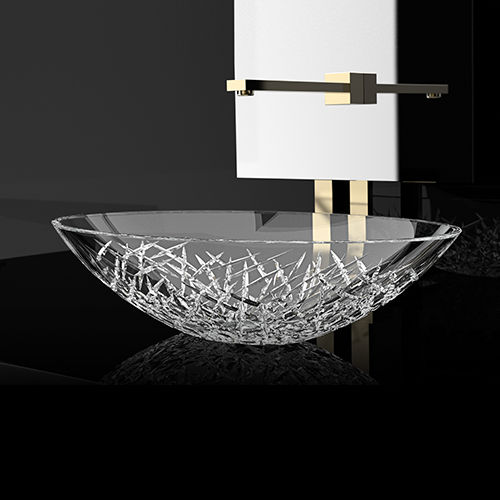 カウンタートップ型洗面器 - Ice Oval Small/Oval/Oval XL - GLASS DESIGN Srl - クリスタル製 / 透明 / 楕円形