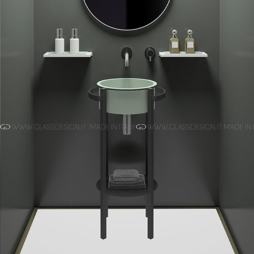 自立型洗面台 - TONDO PLUS/TONDO COMPACT - GLASS DESIGN Srl - ステンレス製 / VetroFreddo®製 / ミニマリストデザイン