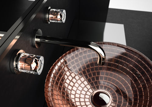 洗面器用ダブルハンドル混合水栓 - LYRIC LUXOR crystal handles ROSE GOLD - GLASS DESIGN Srl - 壁取り付け式 / クリスタル製 / バスルーム用