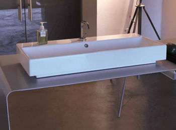 カウンタートップ型洗面器 - VELCA SERIES - CERAMICA TECLA - セラミック製 / 長方形 / 現代風