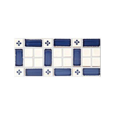 セラミック製モザイク - BIANCO VIETRI - PENNELLATO BLU - PALMETTA BLU - DE MAIO FRANCESCO - 屋内用 / 壁面 / 長方形