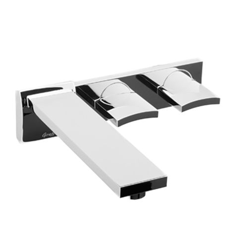 洗面器用ダブルハンドル混合水栓 - E-3630-C14W - GRAFF - 壁取り付け式 / クロムメッキ金属 / ニッケル製