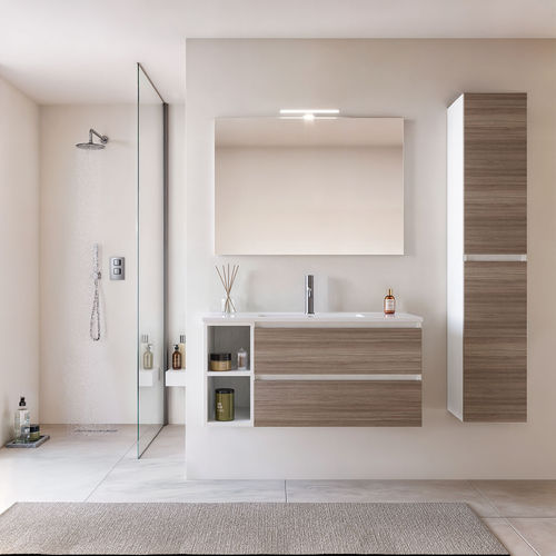 壁掛け式洗面台 - CUBIK 01 - LEGNOBAGNO - ニレ材製 / 樹脂製 / 現代風