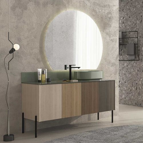 自立型洗面台 - RT09 Striped - LEGNOBAGNO - オーク材 / ガラス製 / 金属製
