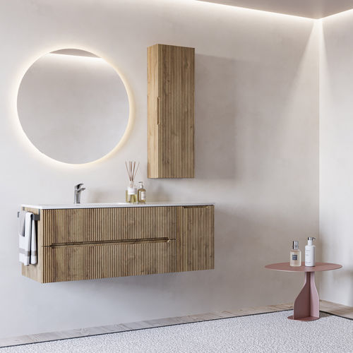 壁取り付け式洗面台 - VERSO VE.12  - LEGNOBAGNO - 木製 / セラミック製 / 現代風