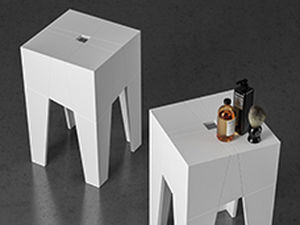 現代風スツール - TANGRAM - MOMA DESIGN - 金属製 / 金属脚 / 正方形