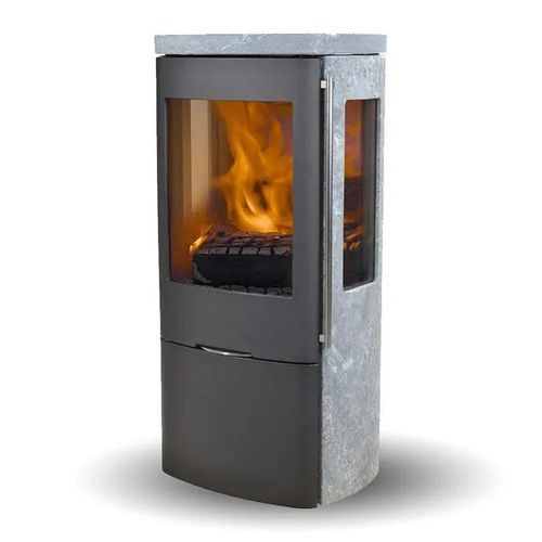 薪ストーブ - SENZA SOAPSTONE SIDEGLASS - Jydepejsen A/S - 独立型 / 3面タイプ / 現代風
