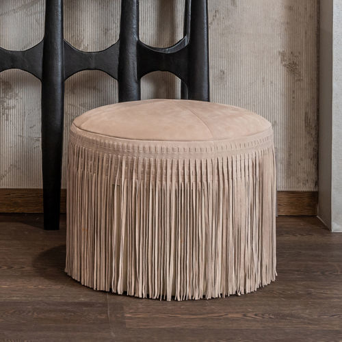 現代風プーフ - FELIX S - EUROFASHION HOMETEXTILES & CONCEPTS - 革製 / 円形 / 白色