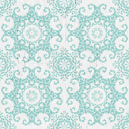 伝統的壁紙 - AQUAMARINE OPTICAL DAMASK - Mineheart - 不織布製 / ダマスク / コンクリート調