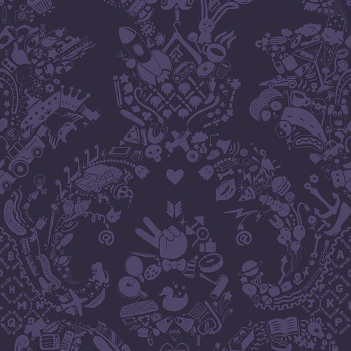 現代風壁紙 - NEW WORLD DAMASK - PURPLE &amp; PURPLE - Mineheart - 不織布製 / ダマスク / ファブリック調