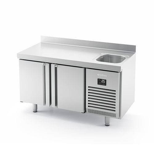 ポリウレタン製調理準備テーブル - BMPPF 1500 II - INFRICO, S.L. - 冷却 / 収納付き / 流し付き
