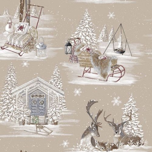 張り地 - RENNES DES NEIGES  - Olivier Thévenon Selection - 柄付き / コットン / 洗える