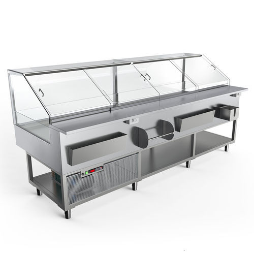 カウンター冷蔵陳列ケース - Chicago - Moving Glass & Metal Design - 精肉店用 / ステンレススチール製 / アルミニウム製