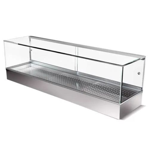 カウンター冷蔵陳列ケース - Moving Glass & Metal Design - パティスリー用 / ステンレススチール製 / 引き戸付き