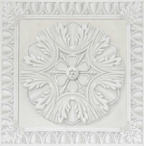 伝統的壁紙 - PAINTED COFFERED CEILING - Papiers de Paris - アラベスク模様 / コンクリート調 / グレー