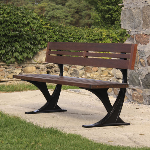 伝統的公共ベンチ - MLB1200 - Maglin Site Furniture - イぺ製 / 鋳造アルミニウム製 / 複合材