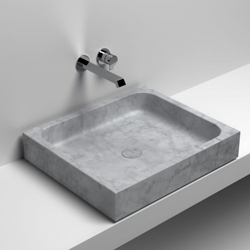 カウンタートップ型洗面器 - QUBICO SENZA - SIGN - 天然石 / 長方形 / 現代風