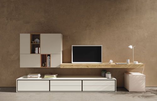 現代風テレビ用壁面ユニット - BOOK 01 - VIVE - MUEBLES VERGE S.L. - 漆木材 / オーク材