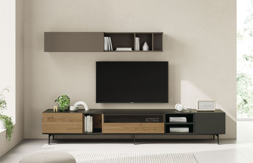 現代風リビング用壁面ユニット - ON SAL&Oacute;N 2 - VIVE - MUEBLES VERGE S.L. - 突板 / マットなラッカー塗装木材 / 自然オーク材製