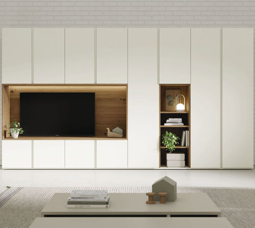 現代風テレビ用壁面ユニット - ON BOISERIE 1 - VIVE - MUEBLES VERGE S.L. - 漆木材 / 埋込照明付き