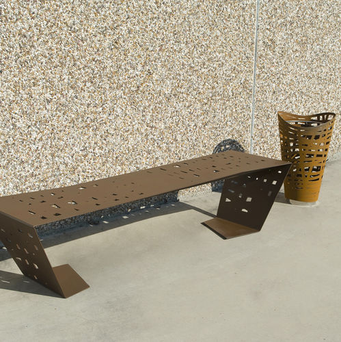 現代風公共ベンチ - TRESCEA - FREPAT URBAN EQUIPMENT - 木製 / スチール製 / 溶融亜鉛メッキ鋼製