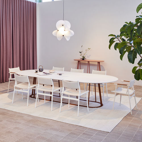 現代風ダイニングテーブル - Plat-O Flat-Oval 12 - HALDANE - Dekton®製 / ステンレススチール脚 / 楕円形