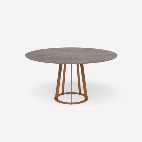 現代風ダイニングテーブル - Plat-O Round 6 - HALDANE - Dekton®製 / ステンレススチール脚 / 円形